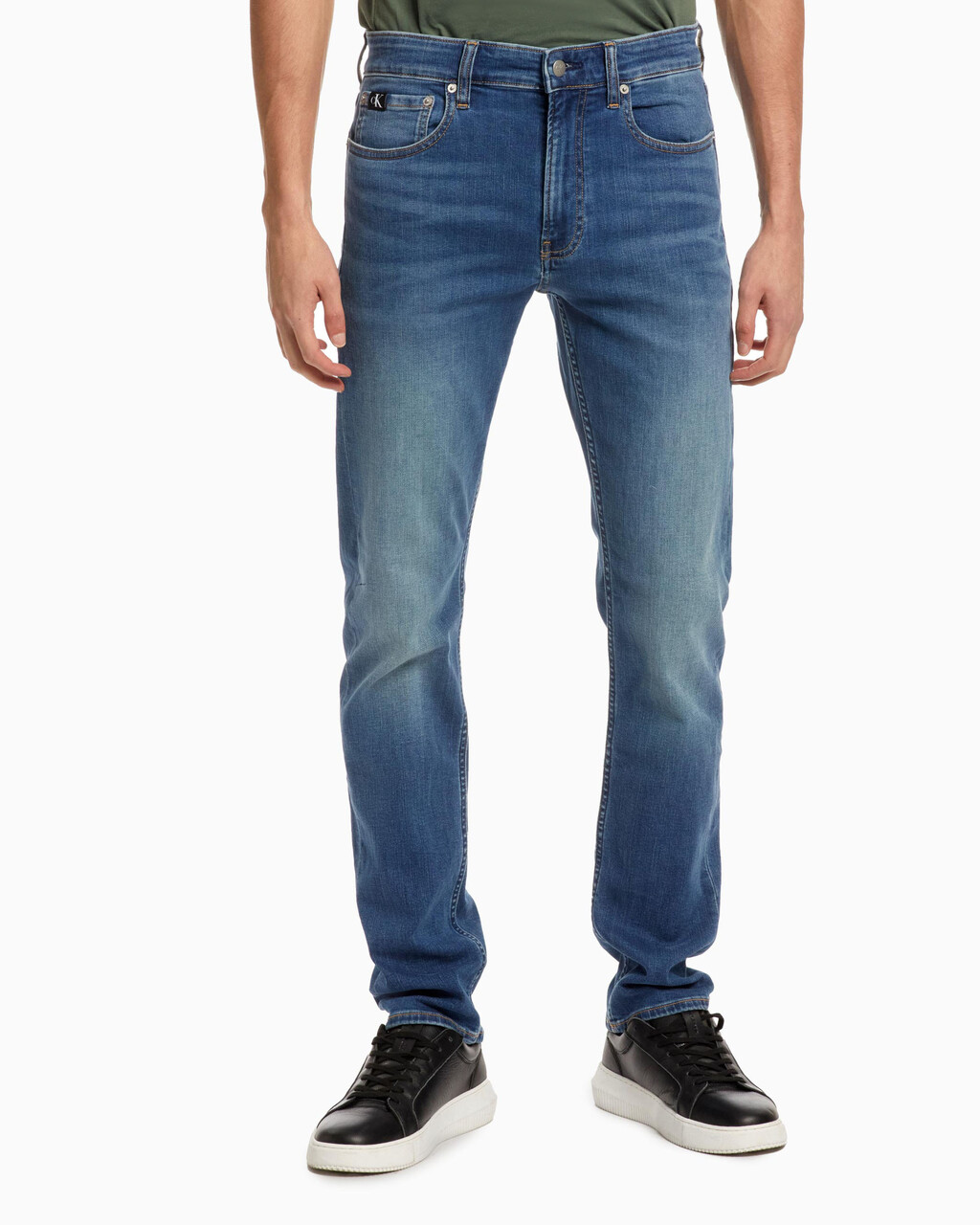Core Vintage Wash Slim Jeans, Mid Blue, hi-res