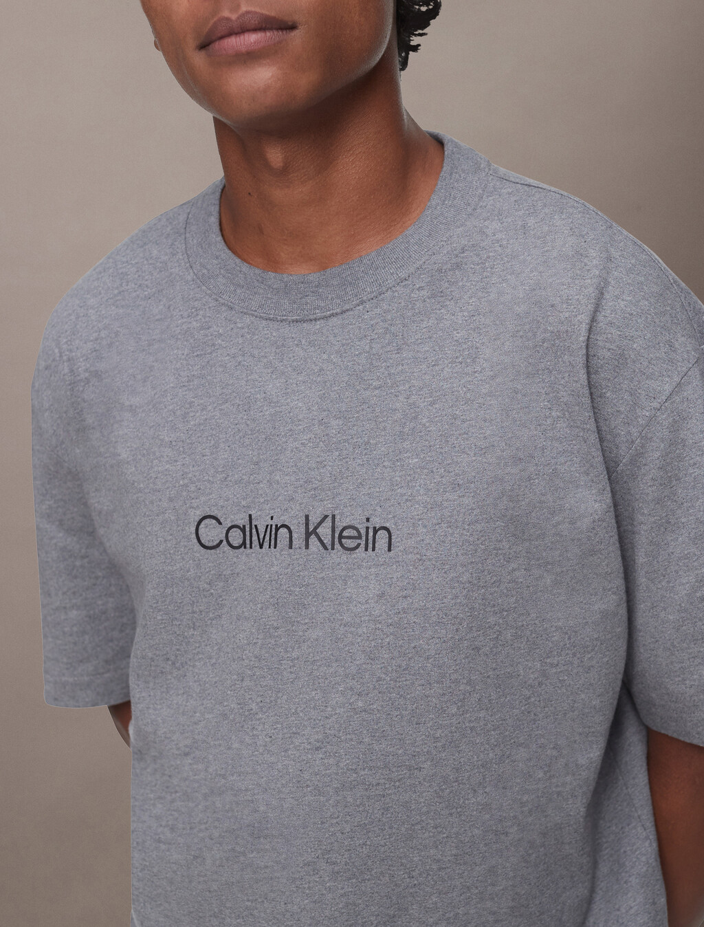 Calvin Logo Crew Neck Tee, Medium Grey Heather, hi-res