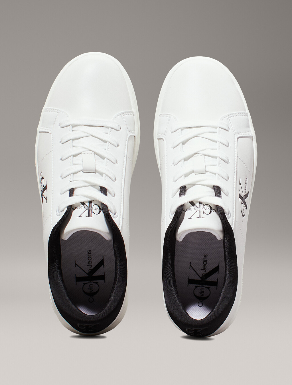 Leather Trainers, Bright White/Black, hi-res