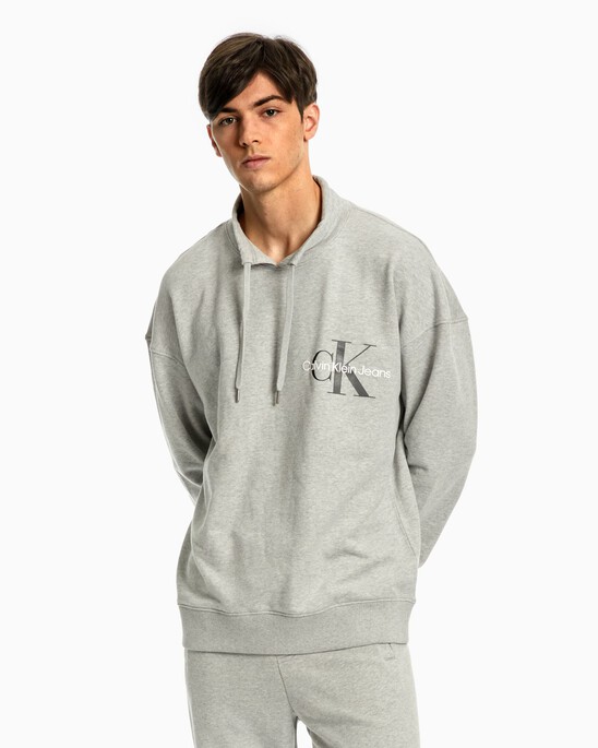 TWO TONE MONOGRAM FUNNEL NECK SWEATSHIRT