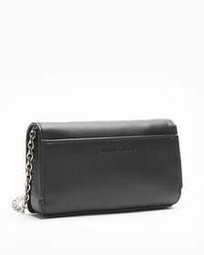 SCULPTED FLAP PHONE CROSSBODY BAG, BLACK, hi-res