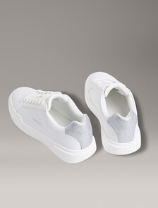 CK Avenue - Leather Logo Trainers, Bright White/Silver, hi-res