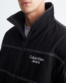 Varsity Curved Logo Stand Collar Jacket, Ck Black, hi-res