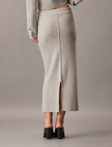 High Rise Knit Midi Skirt, Light Grey Heather, hi-res