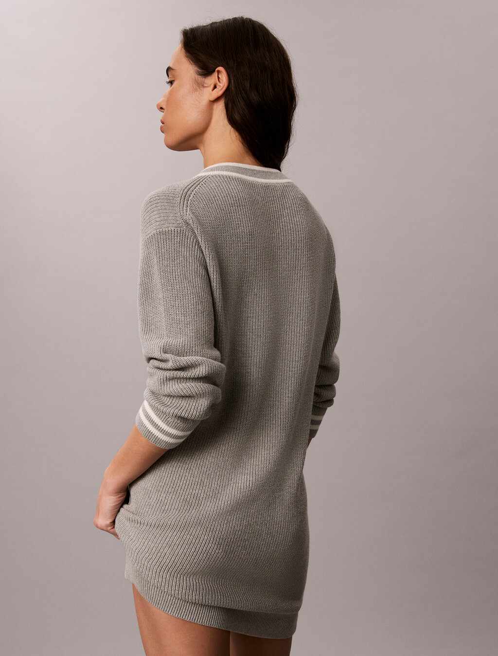 Cotton Knit Jumper Dress, B10 Grey Heather, hi-res