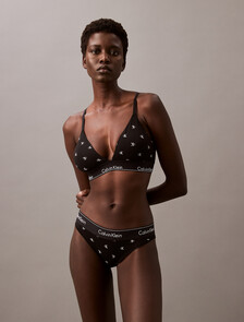 Icon Cotton Lightly Lined Triangle Bralette, DIAMOND LOGO+BLACK, hi-res