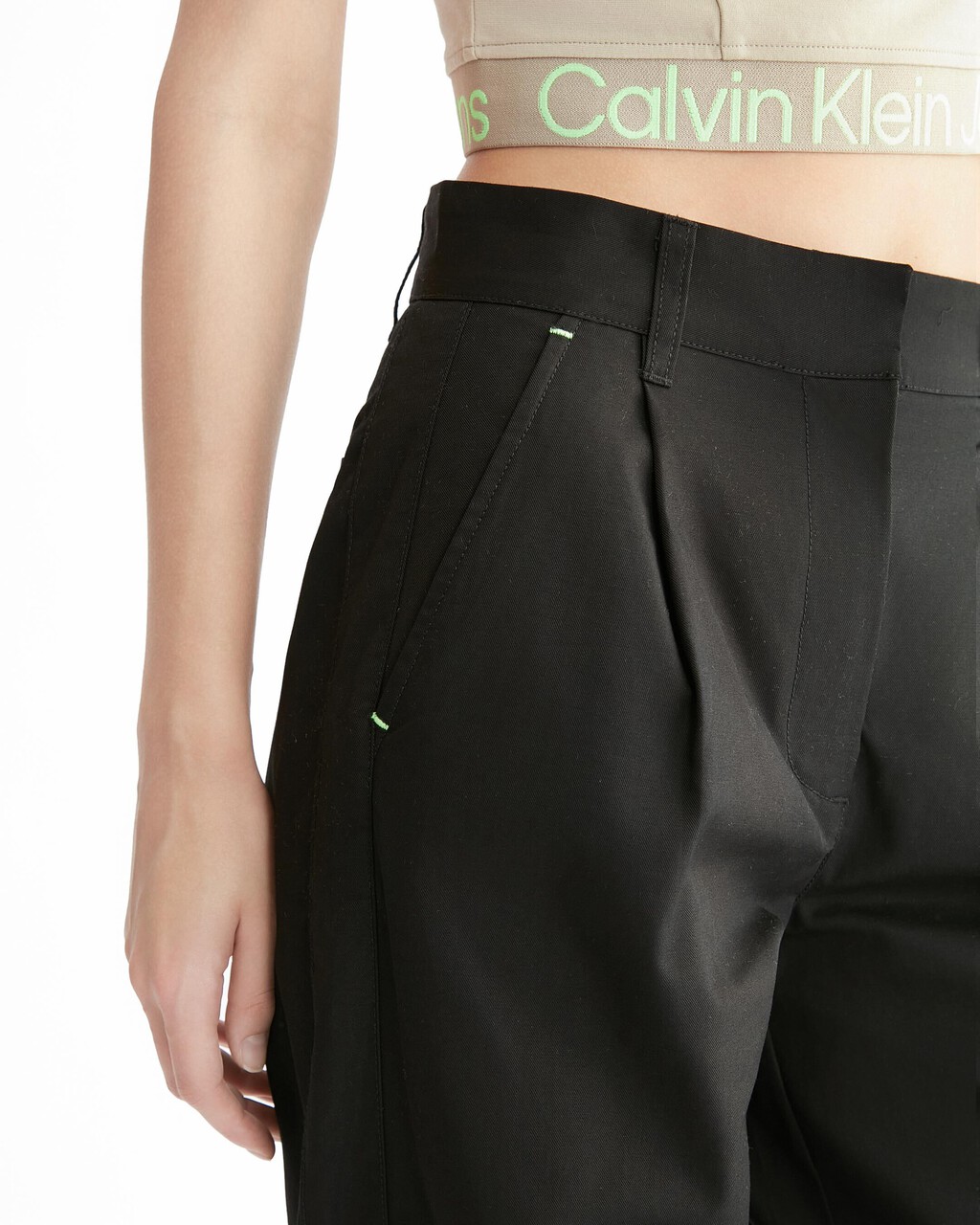 Pleated Straight Chinos, Ck Black, hi-res
