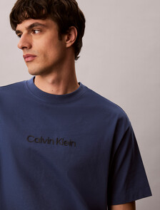 Calvin Logo Crew Neck Tee, Dark Denim, hi-res