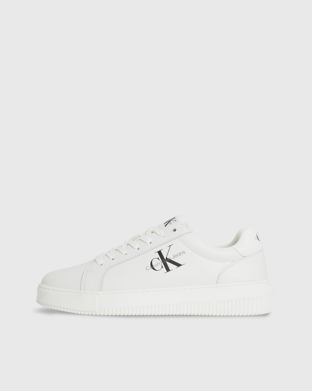 Leather Trainers | White/Black | Calvin Klein Malaysia