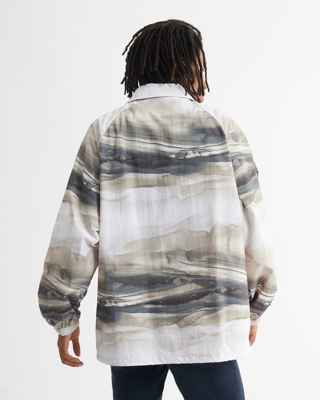 Ocean Marble Print Coach Jacket, Blue Lake, hi-res