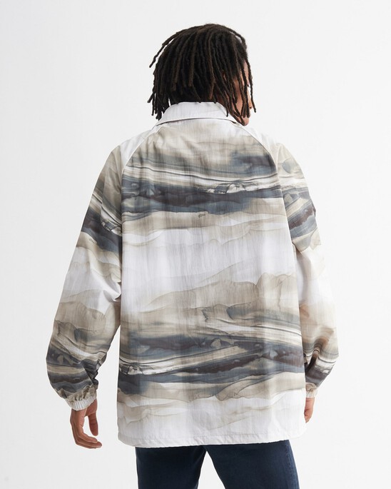 Ocean Marble Print Coach Jacket