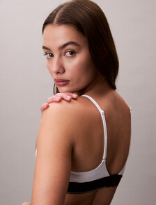 CK Graphic Push Up Plunge Bra, White, hi-res