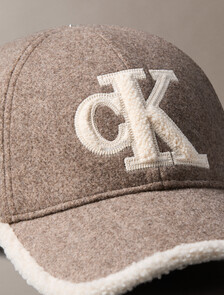 Sherpa Teddy and Felt Monogram Cap, Demitasse Heather, hi-res