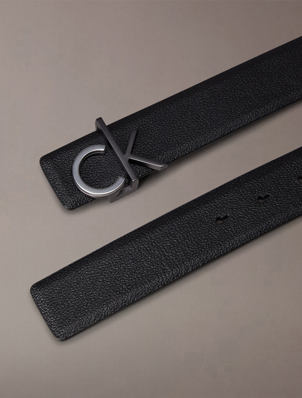 Premium Logo Reversible Belt, Black/Gray Pinstripe, hi-res