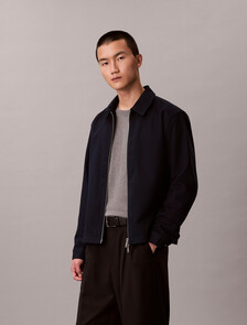 Cotton Dobby Blouson Jacket, Dark Sapphire, hi-res