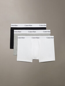 Icon Cotton Stretch Trunks 3 Pack, Grey Heather/White/Black, hi-res
