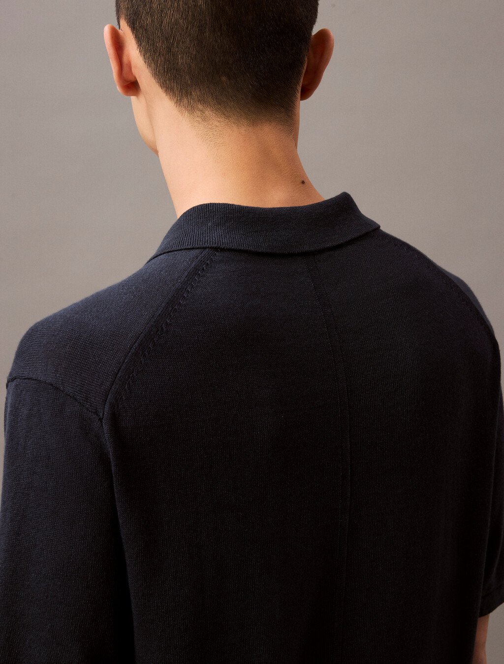 Linen Blend Short Sleeve Jumper, Carbon, hi-res