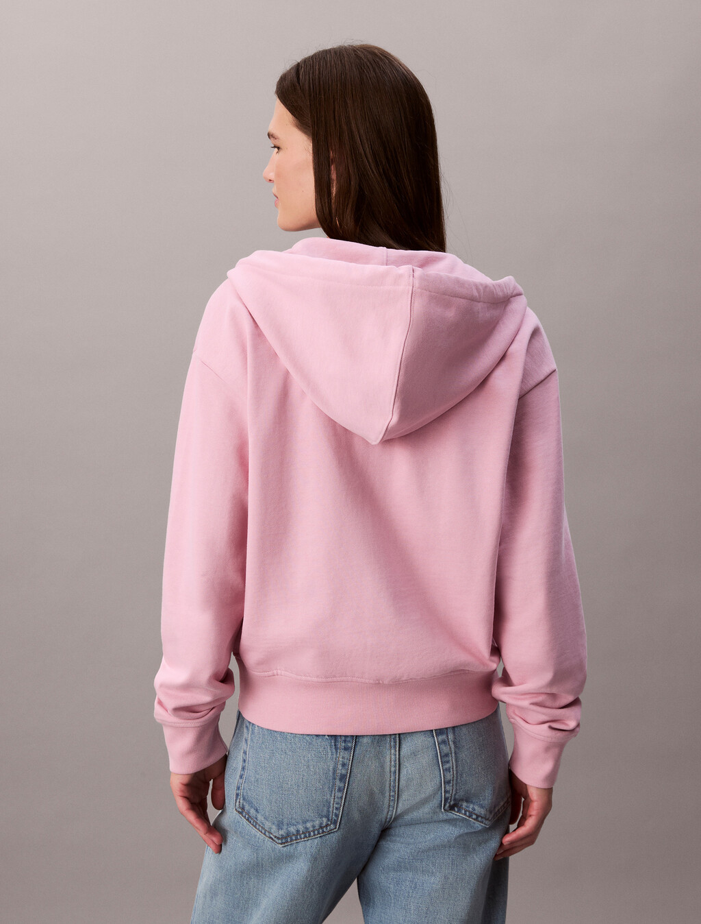 Monogram Cotton Terry Zip Thru Hoodie, Pink Nectar, hi-res