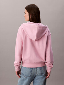 Monogram Cotton Terry Zip Thru Hoodie, Pink Nectar, hi-res