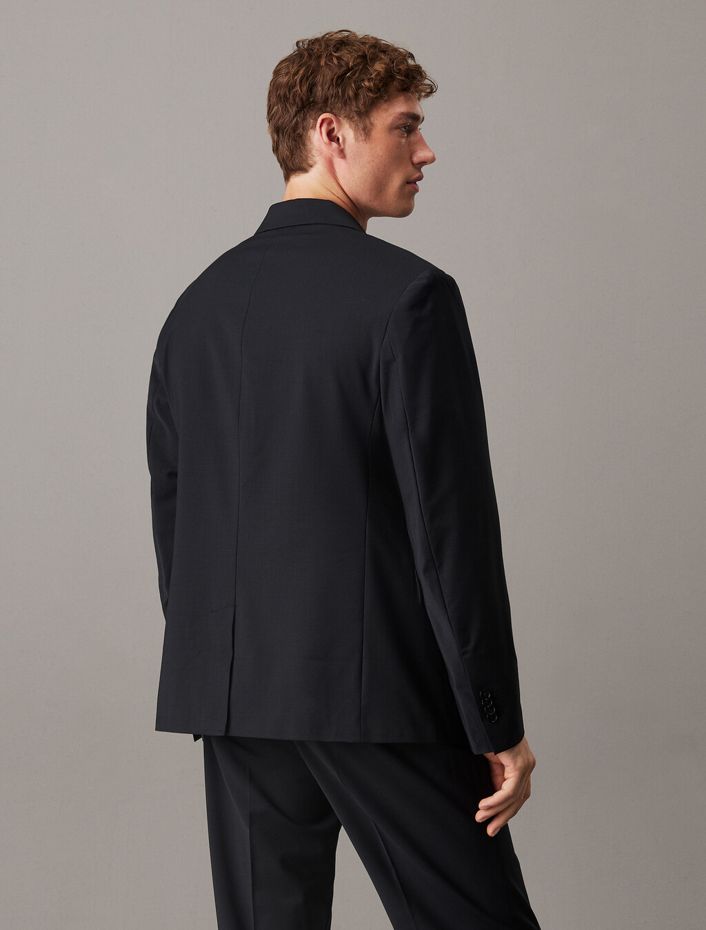 Refined Wool Blend Slim Blazer, Black, hi-res