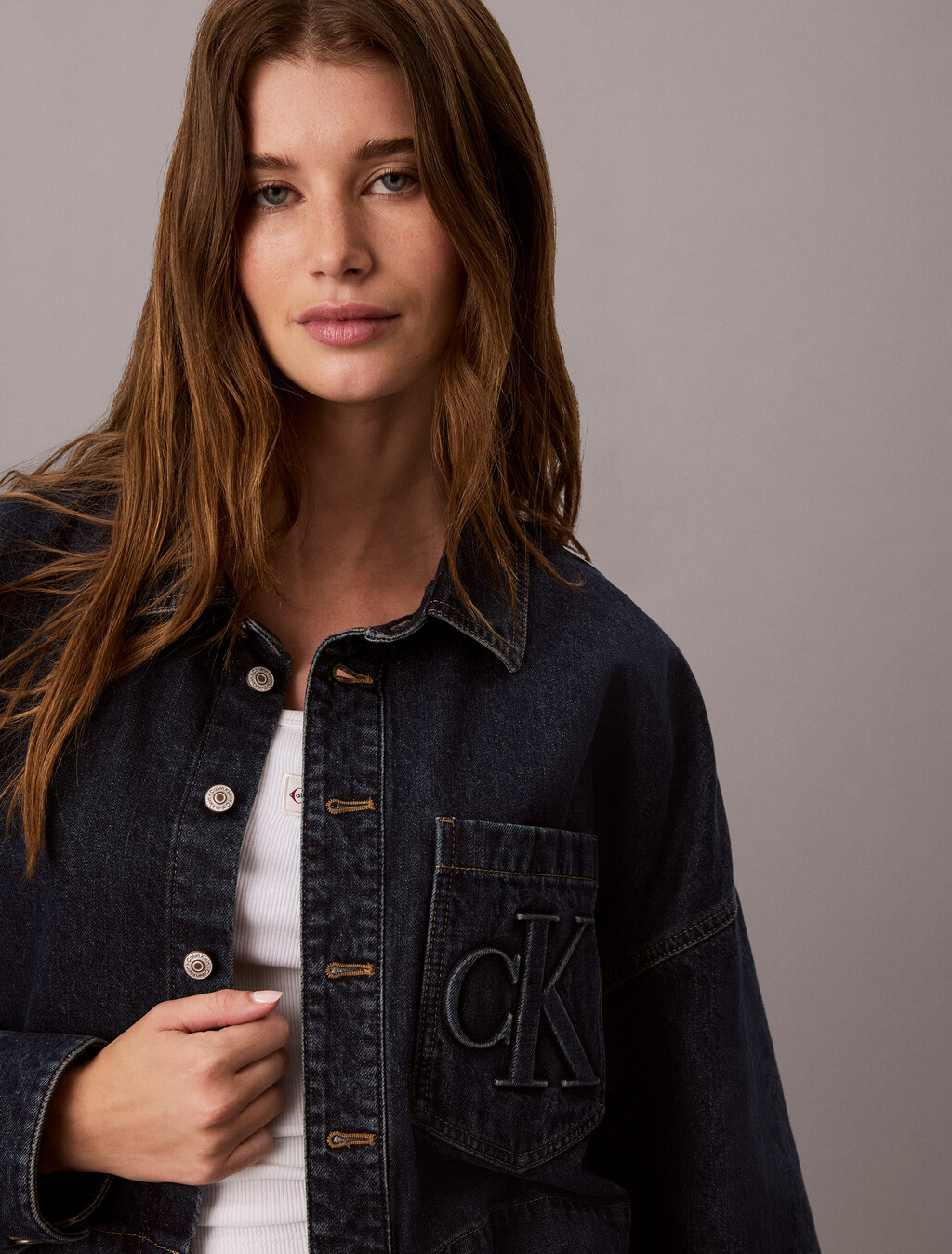 Cropped Denim Shirt, AUTUMN DUSK, hi-res