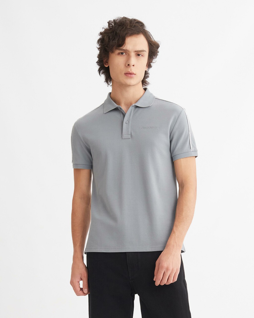 LOGO PIPING POLO, Overcast Grey, hi-res