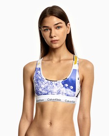 Modern Cotton Unlined Bralette, Hero Graphic Floral+White, hi-res