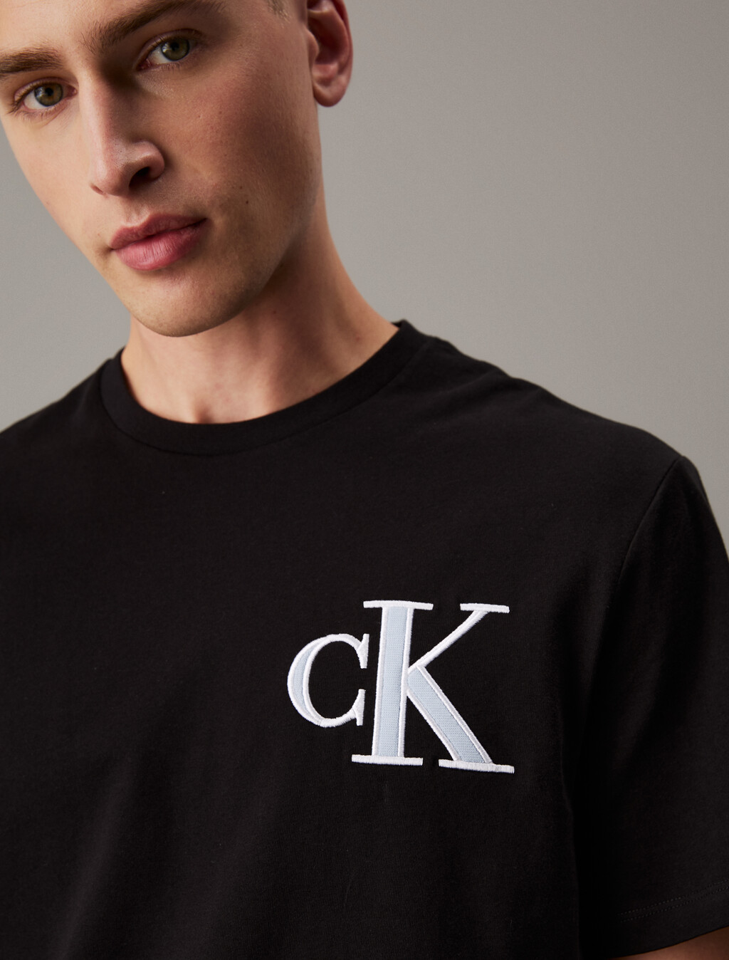 Varsity CK Badge Crewneck Tee, Black, hi-res