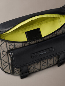 Water Repellent Logo Jacquard Bum Bag, LOTUS BEIGE / BLACK AOP, hi-res