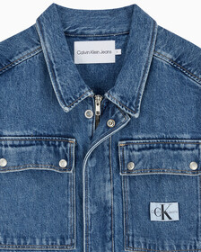 Belted Denim Shirt Dress, Denim Medium, hi-res