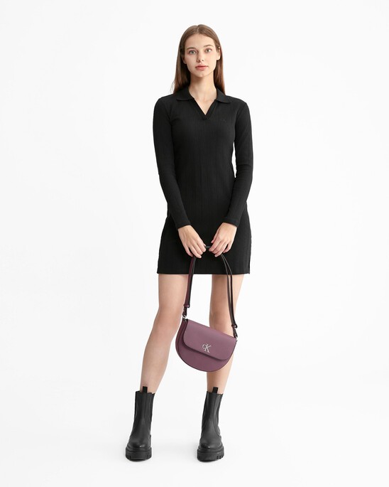 Monologo Rib Knit Slim Polo Dress