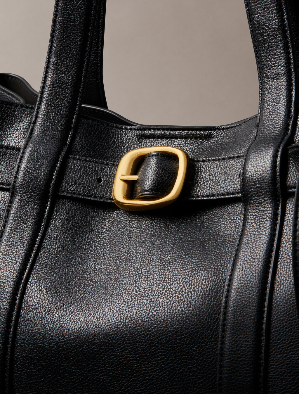 Belted Tote Bag, Black, hi-res