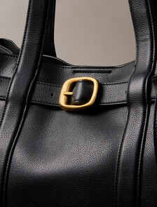 Belted Tote Bag, Black, hi-res