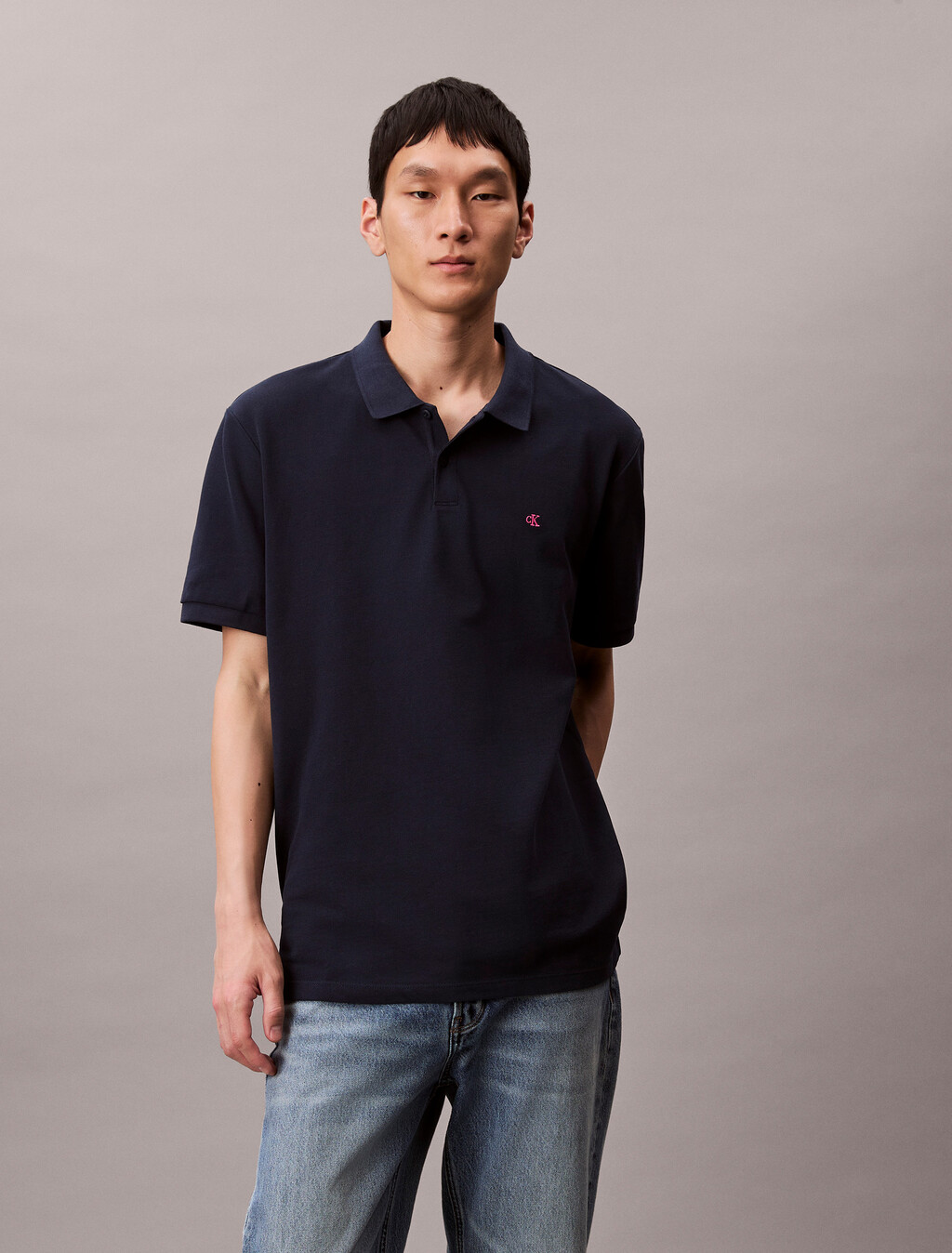Monogram Cotton Pique Polo, Dark Sapphire, hi-res