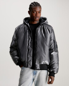 Liquid Metal Hooded Bomber Jacket, Liquid Metal, hi-res