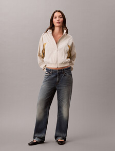 Cropped Colour Block Nylon Jacket, Chalk / Antelope, hi-res