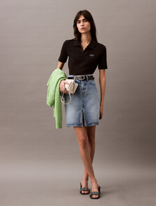 Essential Slim V Neck Polo, Black, hi-res