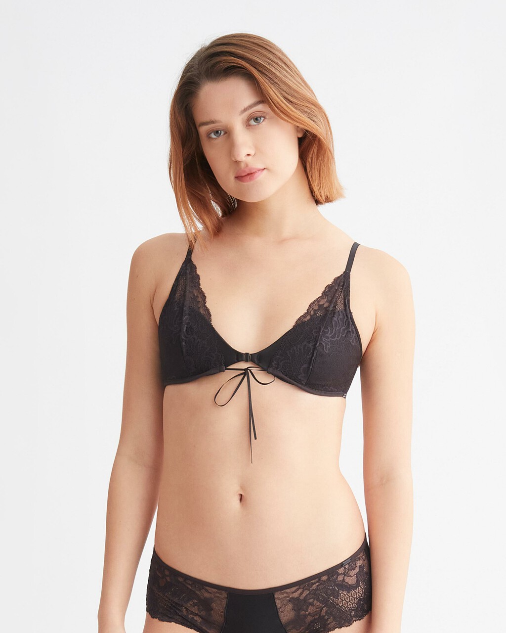 CK BLACK BRIDAL LIGHTLY LINED TRIANGLE BRA, Black, hi-res