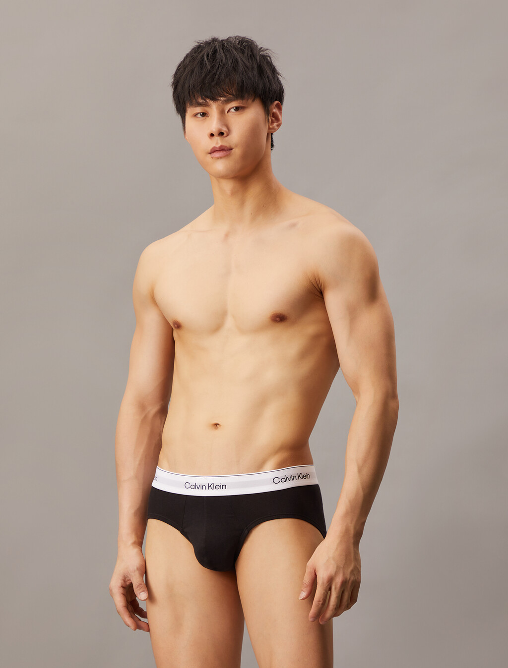 Icon Cotton Stretch Hip Briefs 3 Pack, Grey Heather/White/Black, hi-res