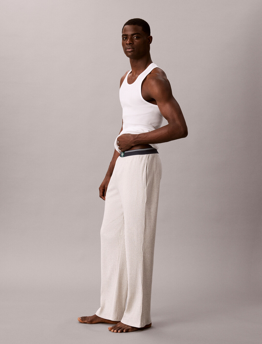 Archive Logo Ribbed Pyjama Pants, B02b Light Grey Heather, hi-res