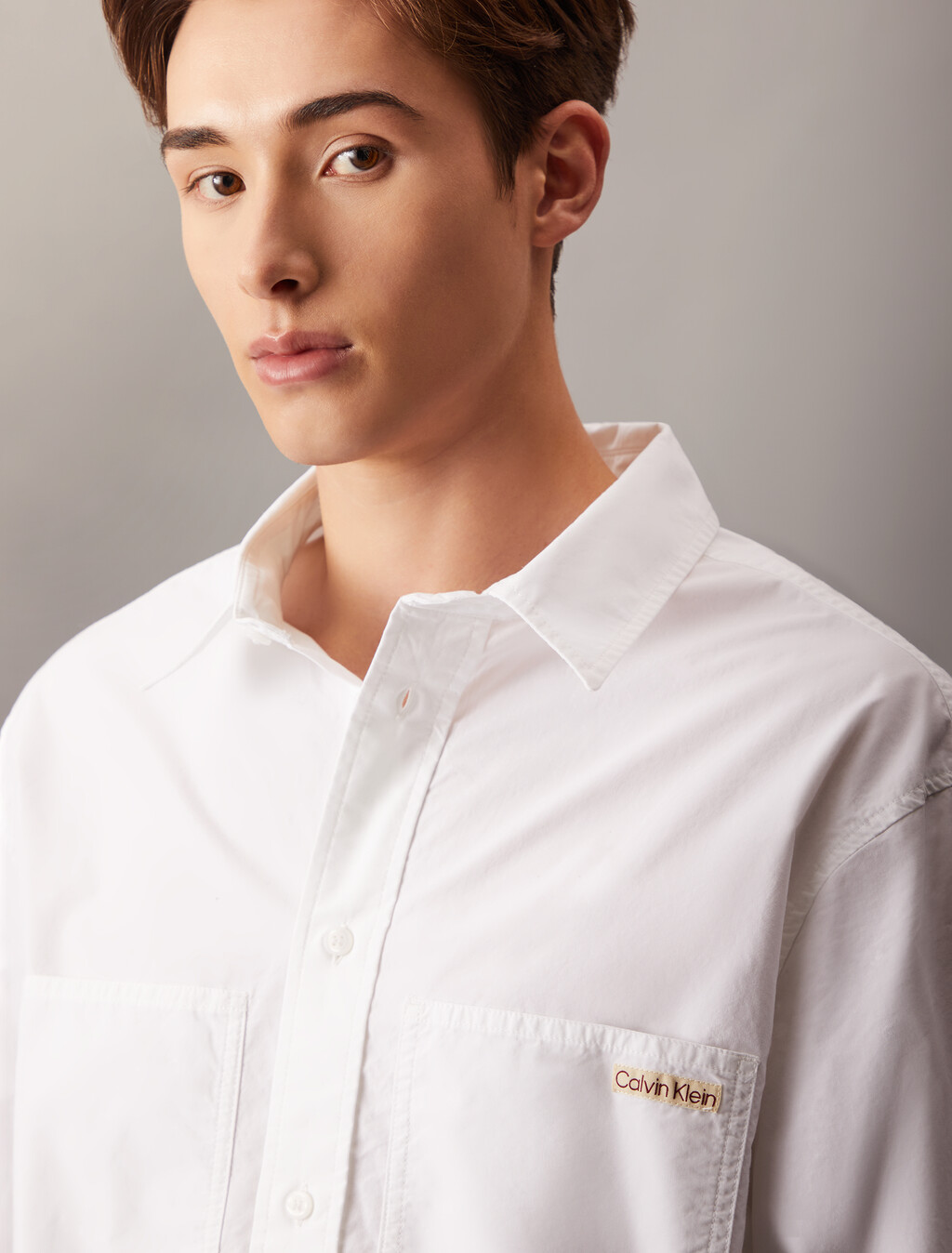 Relaxed Cotton Poplin Shirt, Bright White, hi-res