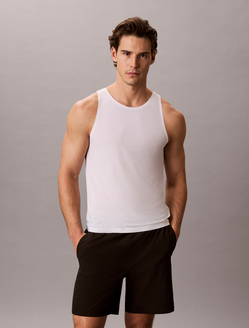 Invisible Microfiber Mesh Tank Top, Classic White, hi-res