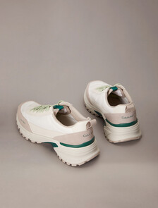 Suede and Nylon Runner Trainers, Bright White/Galapagos Green, hi-res