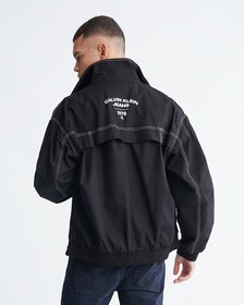 Varsity Curved Logo Stand Collar Jacket, Ck Black, hi-res
