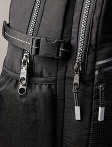 Striped Utility Zip Round Backpack, Black, hi-res