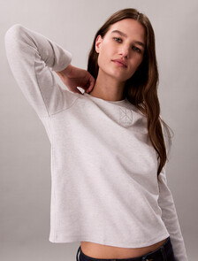 Interlock Cotton Emblem Mock Neck Tee, Light Grey Heather, hi-res
