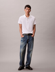 Luxe Tipped Slim Polo, Bright White, hi-res