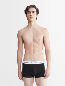 COTTON STRETCH 3 PACK LOW RISE TRUNK, BLACK W/ WHITE WB, hi-res