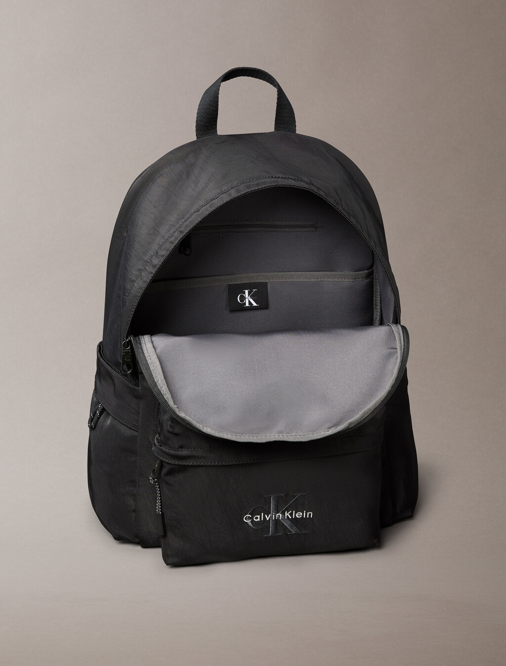 Nylon Monogram Logo Backpack, Black, hi-res