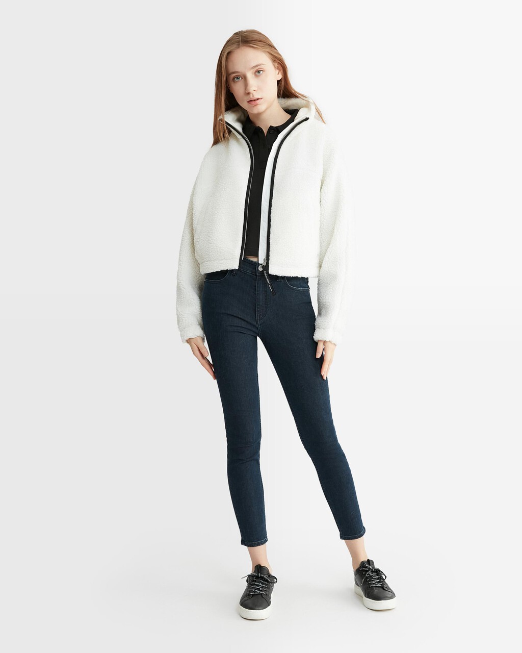 Varsity Polo Neck Pullover Sweatshirt, Ck Black, hi-res